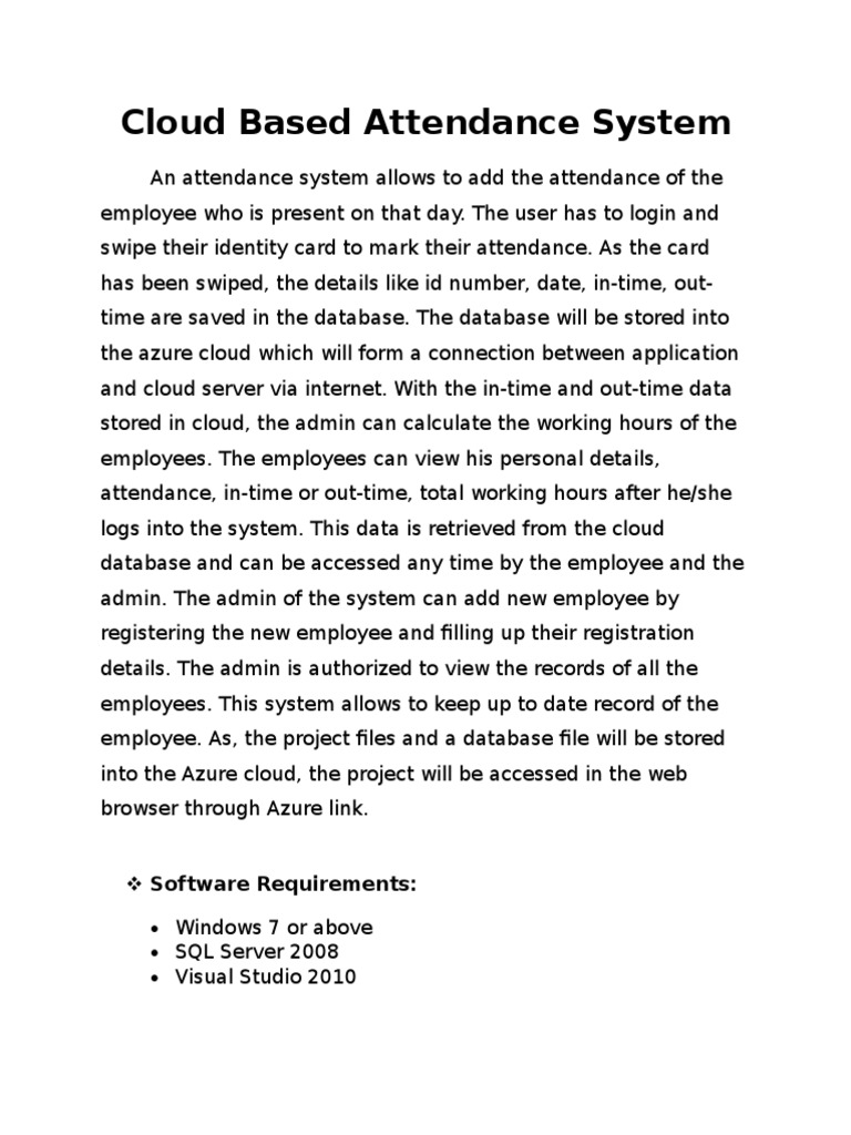 Cloud-Based Attendance Management System | PDF