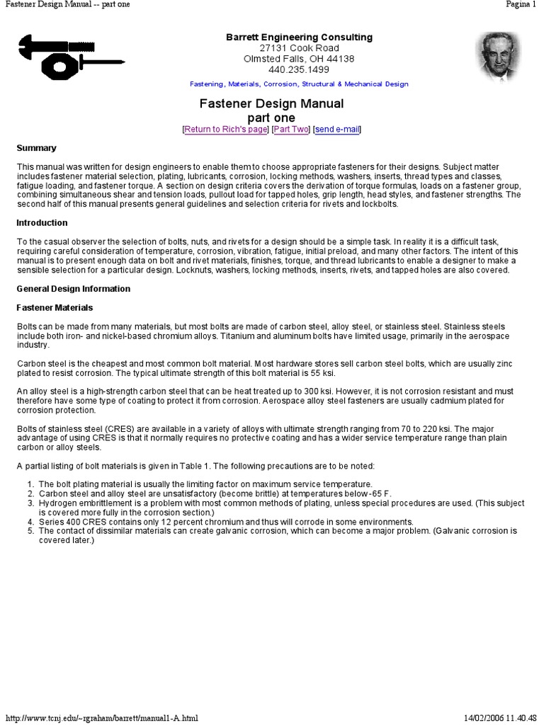 Fastener Design Manual PDF Nut (Hardware) Corrosion
