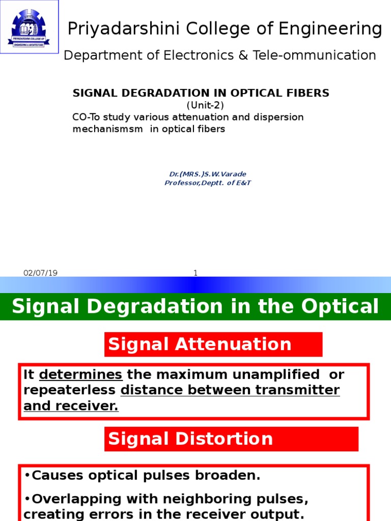 Optical Fiber Signal Degradation Mechanisms | PDF | Dispersion (Optics ...