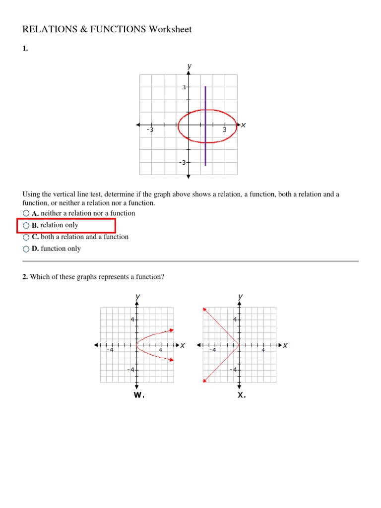 MATH8-Relations and Functions Worksheet Answers | PDF | Function  (Mathematics) | Mathematical Analysis