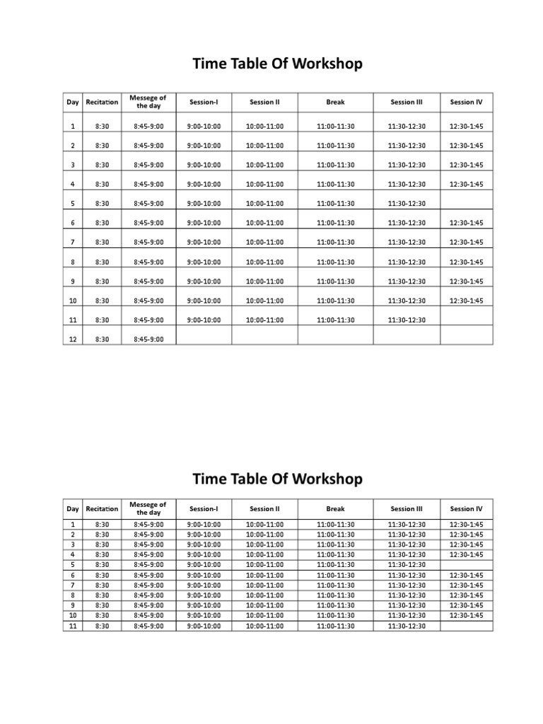 Workshop Schedule Overview | PDF | Home & Garden