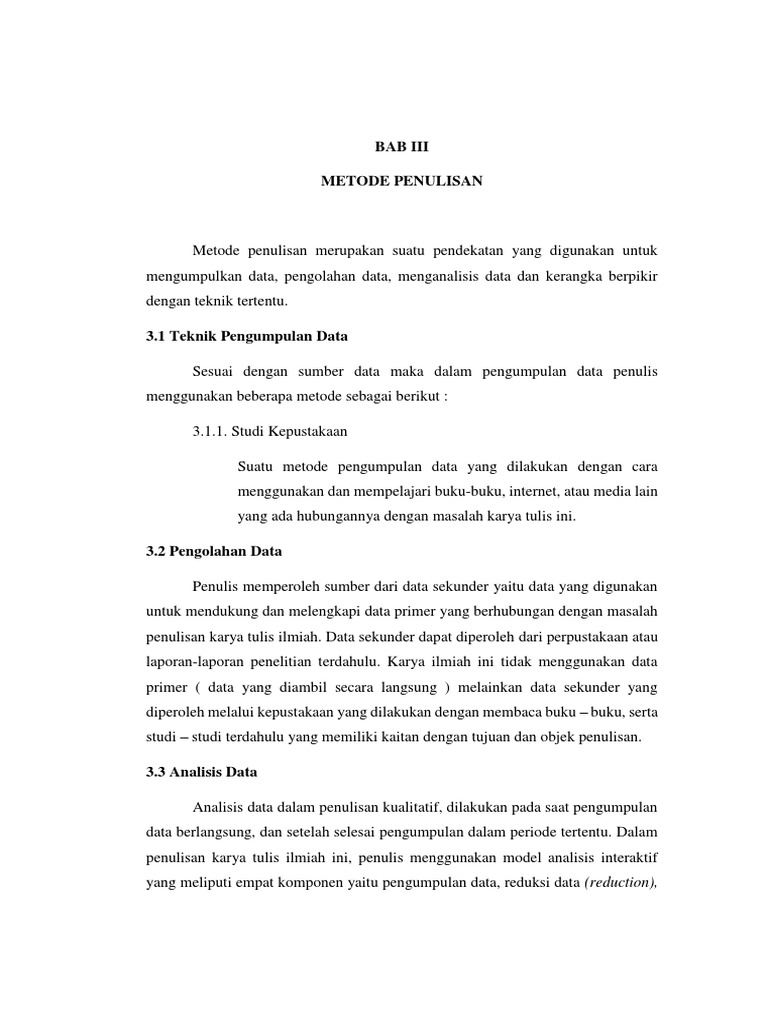 Bab Iii Metode Penulisan Pdf