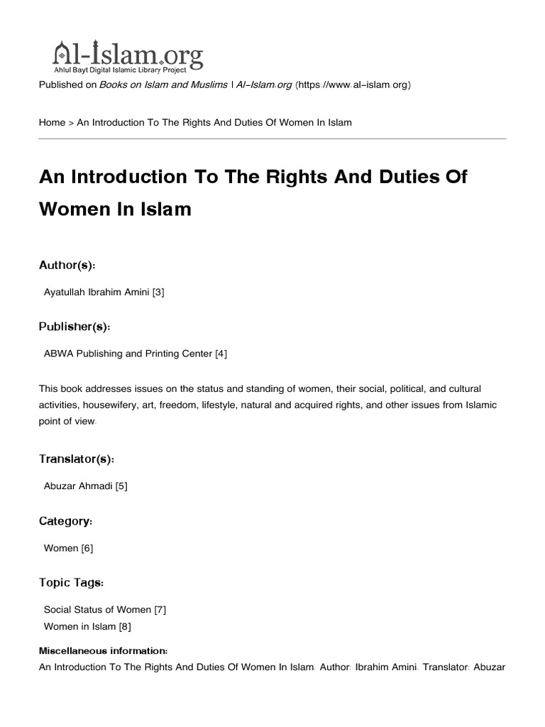 An Introduction To The Rights and Duties of Women in Islam | PDF ...