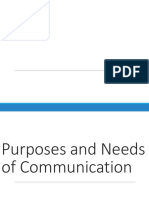 Purposes and Needs of Communication