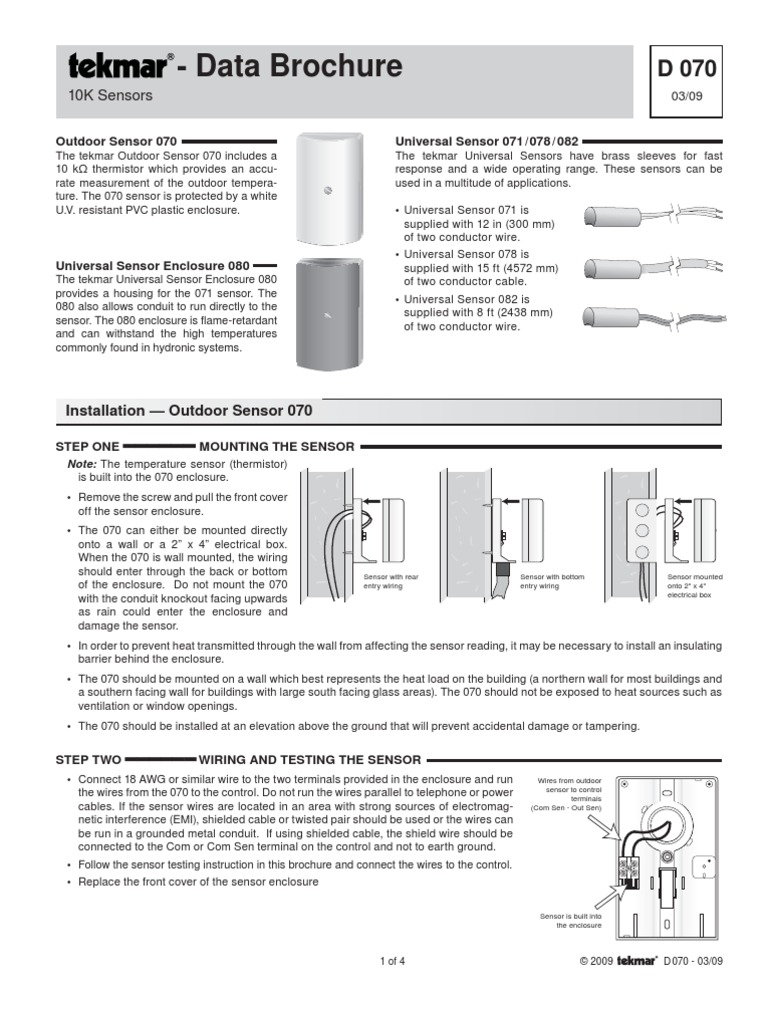Tekmar 080 Universal Sensor Enclosure | Electrical Wiring | Electrical