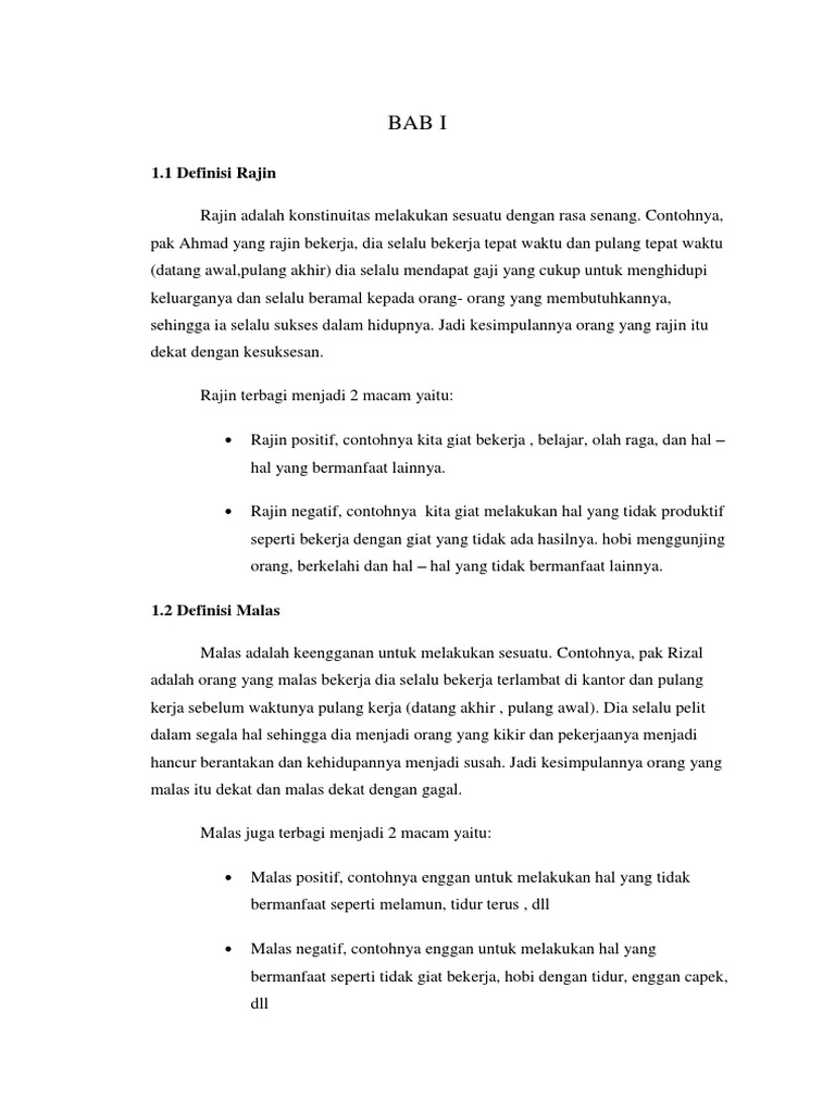 Apakah Definisi Malas Dan Rajin