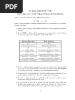 Guidelines For The Method of Undetermined Coefficients