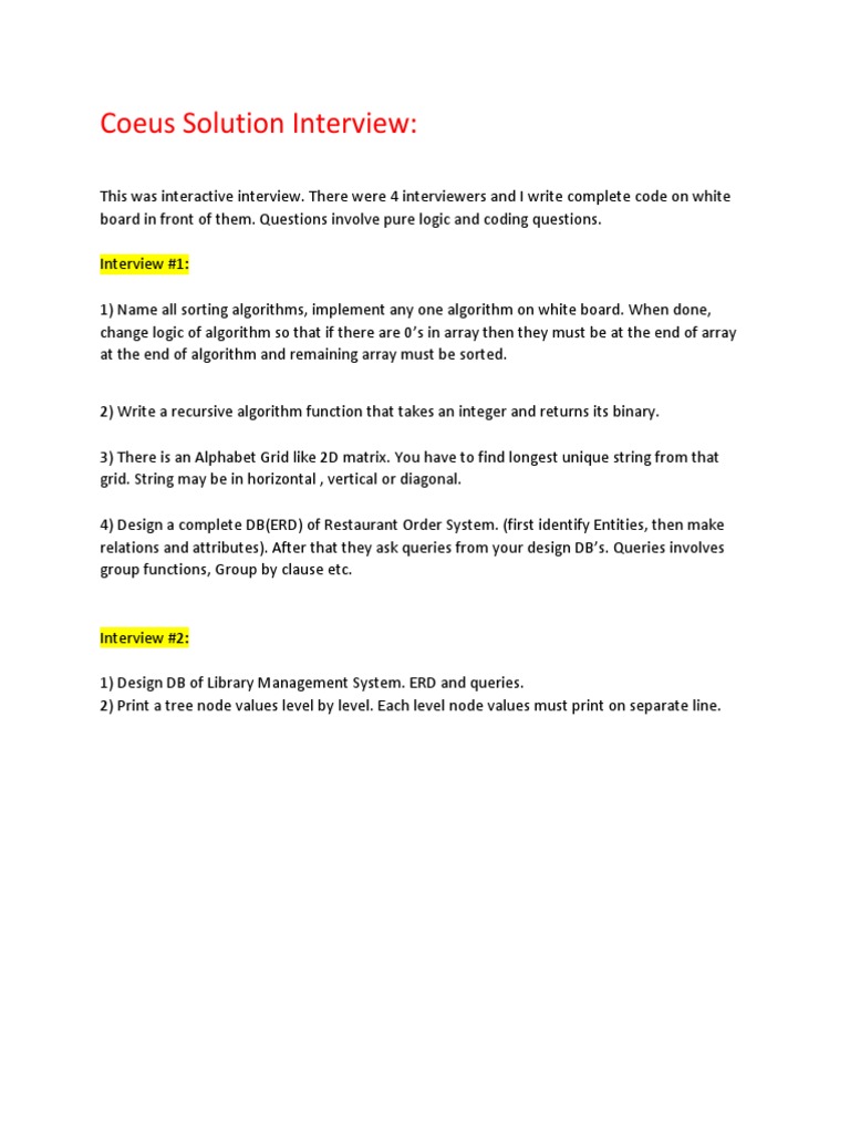 Coding Interview Challenges | PDF