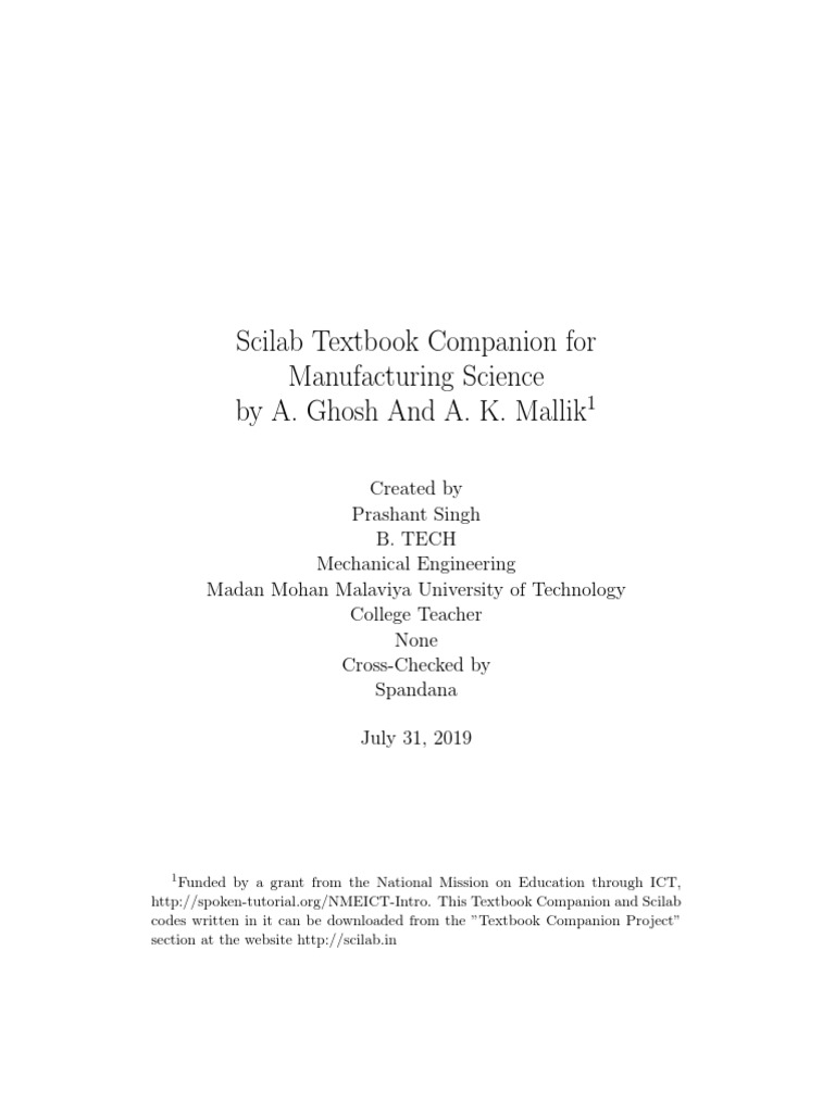Manufacturing Science A. Ghosh and A. K. Mallik PDF Download Free