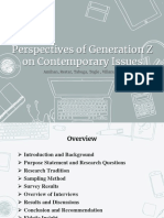 Perspectives of Generation Z On Contemporary Issues: Amihan, Restar, Tabuga, Togle, Villanueva