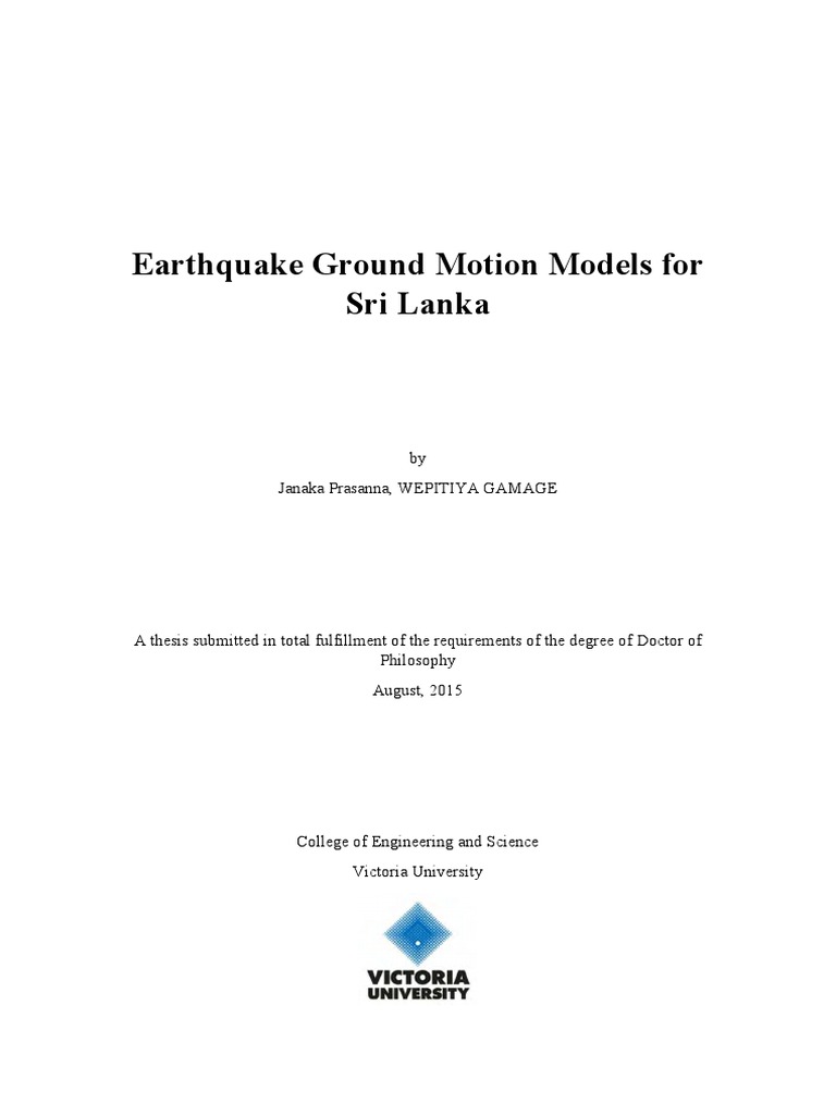 Sri Lanka Earthquake Ground Motion Models | PDF | Moment Magnitude ...