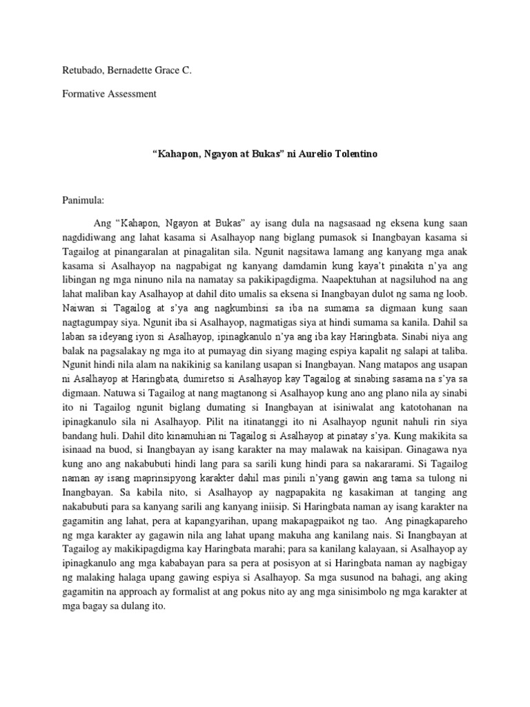 Kahapon Ngayon At Bukas Ni Aurelio Tolentino Pdf