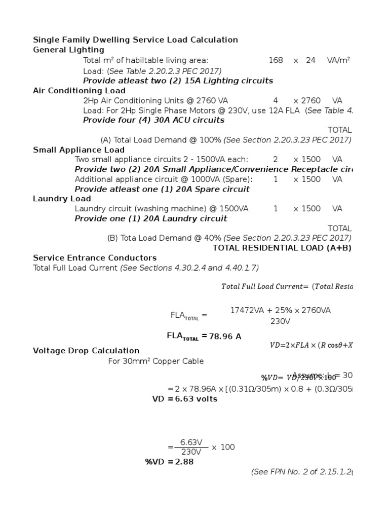 Residential load calculation and short circuit analysis | PDF ...