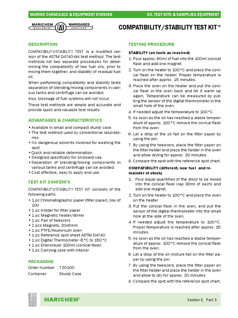 Compatibility Stability Test Kit PDF Fuel Oil Thermometer