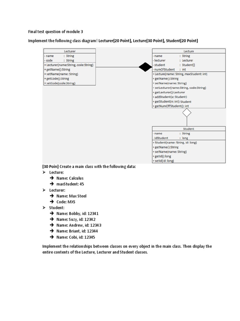 Class Diagram Implementation Task | PDF | Art | Computers