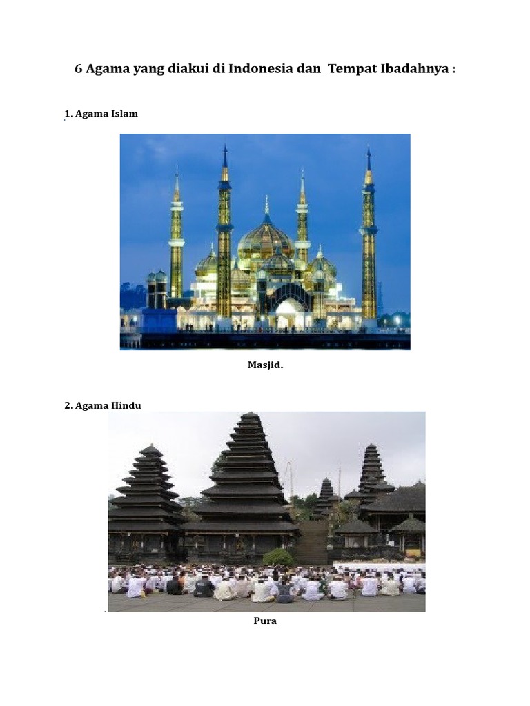 6 Agama Yang Diakui Di Indonesia Dan TEMPAT IBADAHNYA PDF Agama
