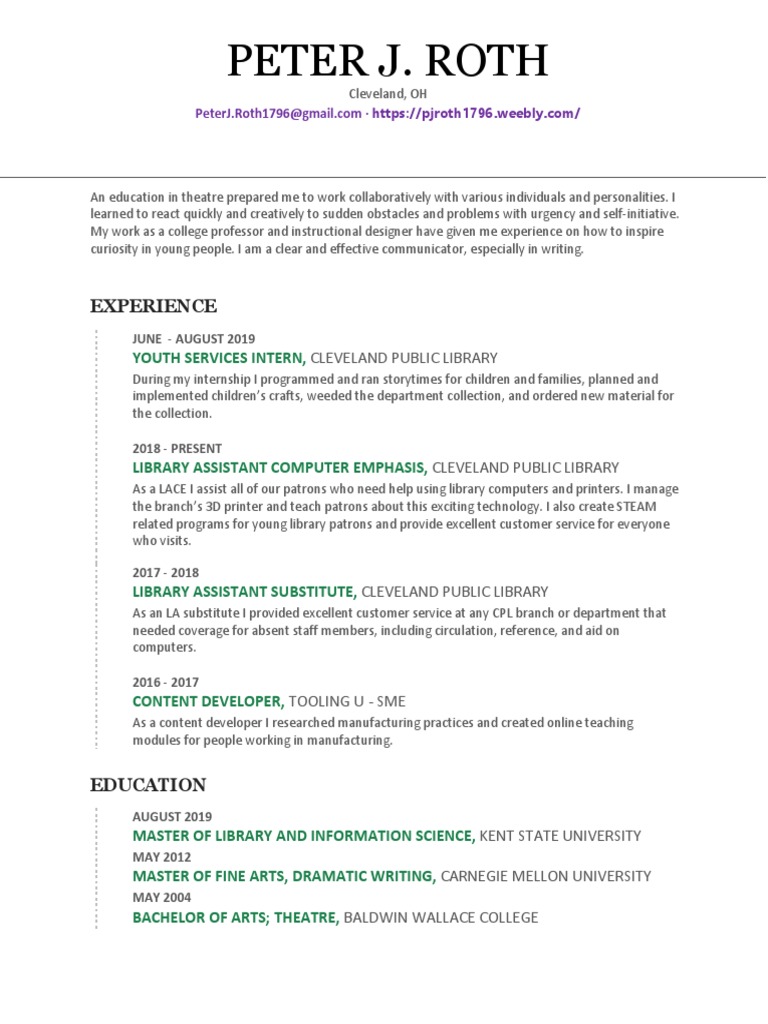 Roth - Resume 2019 | PDF