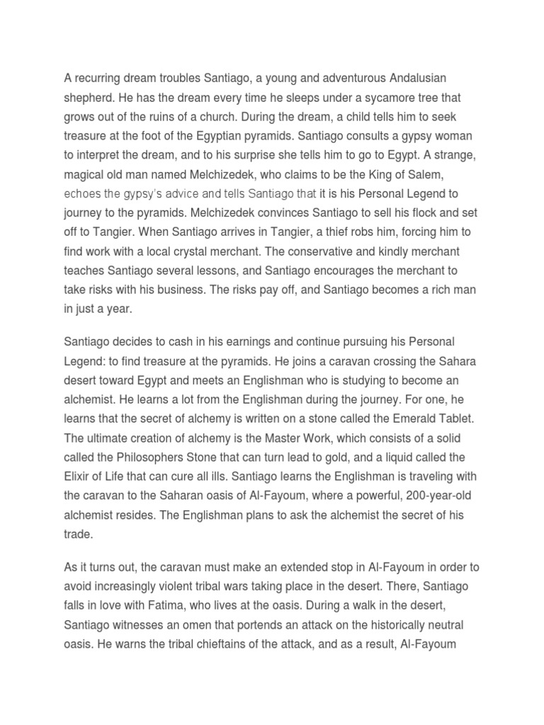 The Alchemist Summary Pdf