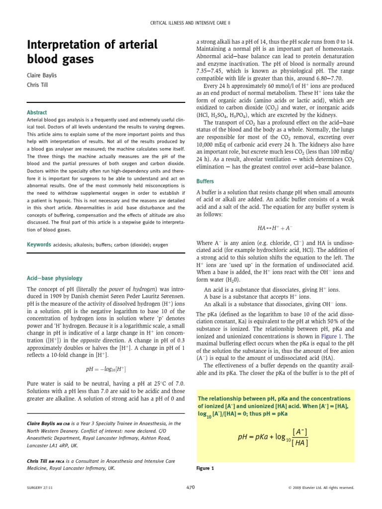 Understanding Arterial Blood Gas Analysis | PDF | Ph | Hypoxia (Medical)