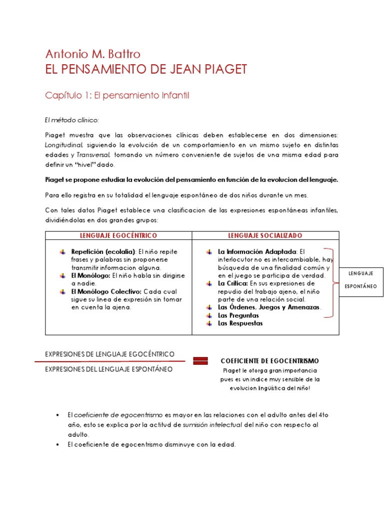 Lenguaje Egocéntrico en Piaget | PDF | Psique (psicología) | Analogía