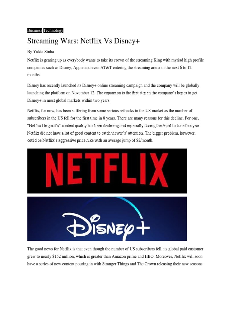 Streaming Wars: Netflix vs Disney+ | PDF | Computers