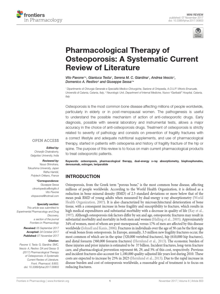 Pharmacotherapy of Osteoporosis | PDF | Osteoporosis | Bone