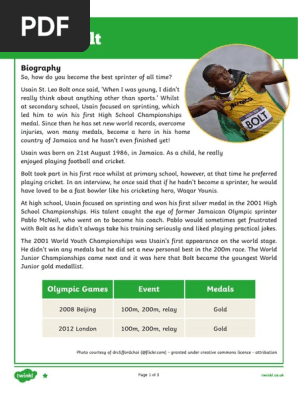 Usain Bolt Biography Differentiated
