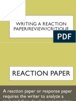 Writing A Reaction Paper/Review/Critique