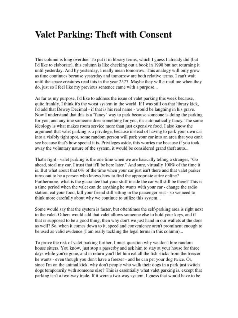 Valet Parking Theft With Consent PDF