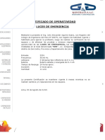 Certificado de Operatividad Luces de Emergencia