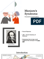Meniere's Syndrome: Presented By: David Pasilaban