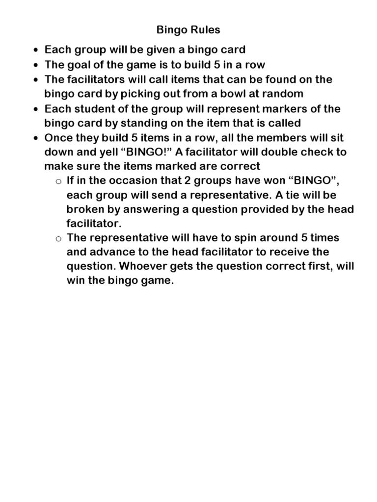 BIngo Rules | PDF
