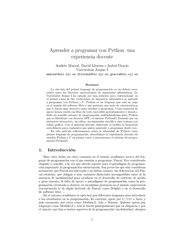 Aprender A Programar Con Python PDF | PDF | Lenguaje de programación ...