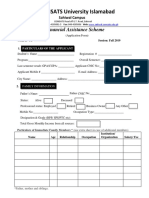 COMSATS University Islamabad Sahiwal Campus Financial Assistance Application Form