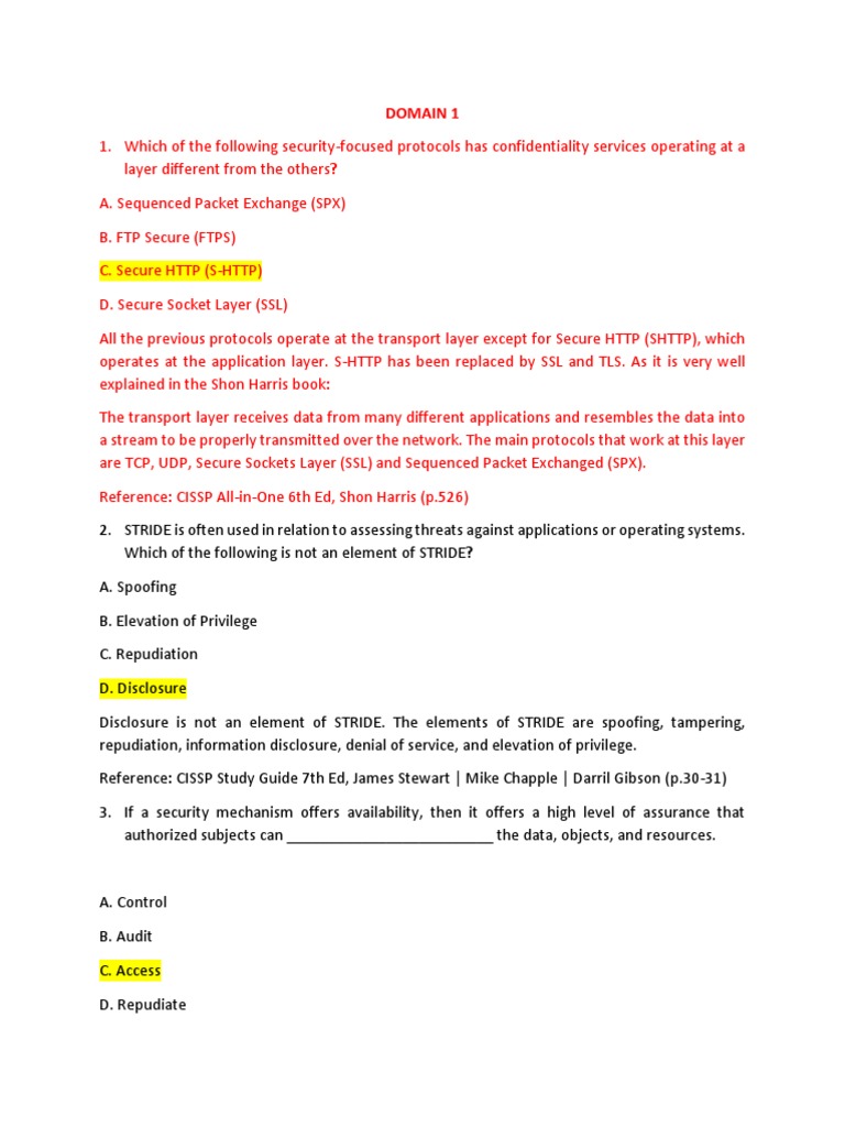 Domain 1 | PDF | Information Security | Secure Shell