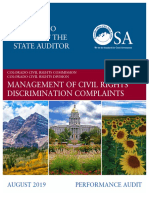 Colorado Auditor Report:  Colorado Civil Rights Commission Management of Civil Rights Discrimination Complaints