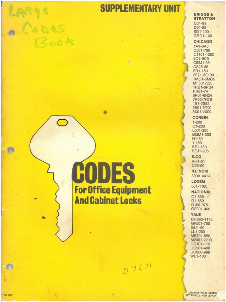 Key Codes For Office Equipment and Cabinet Locks | PDF