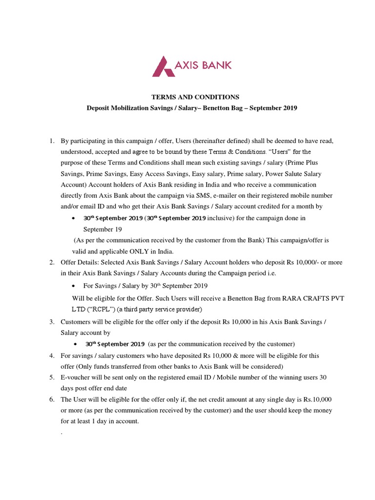 benetton bag axis bank offer 2018