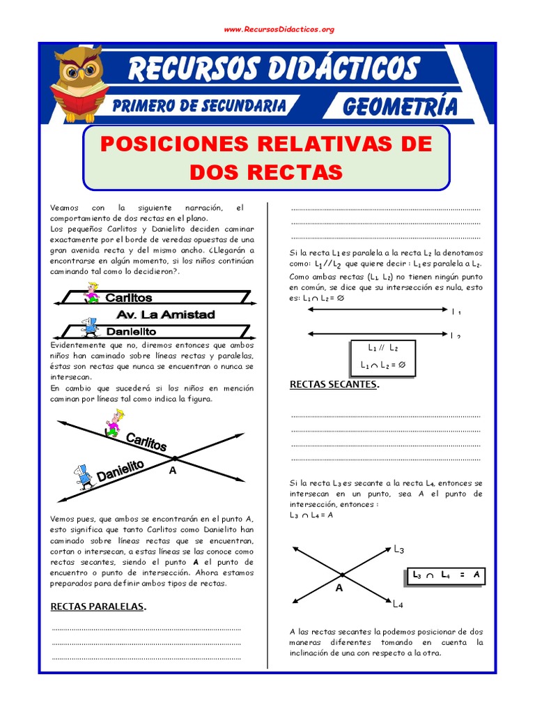 Posiciones Relativas de Dos Rectas | PDF | Perpendicular | Línea ...