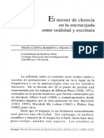 El Mester de Clerecía en La Encrucijada Entre Oralidad y Escritura