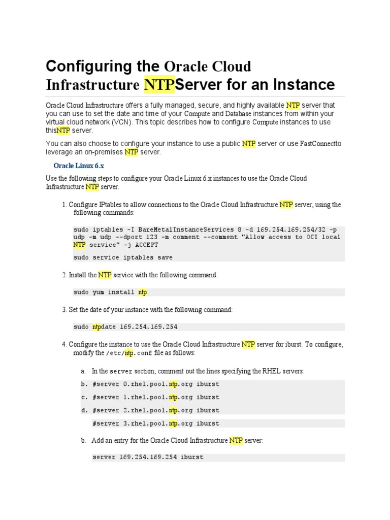 Configure Oracle NTP Server on Linux | PDF | Oracle Database | Cloud ...