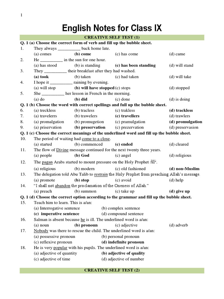 Class 9 English Grammar Notes PDF | PDF | Pronoun | Adverb