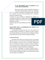 Cuáles Son Las Dificultades Que Se Presenta en La Elaboración de La Tesis Universitaria