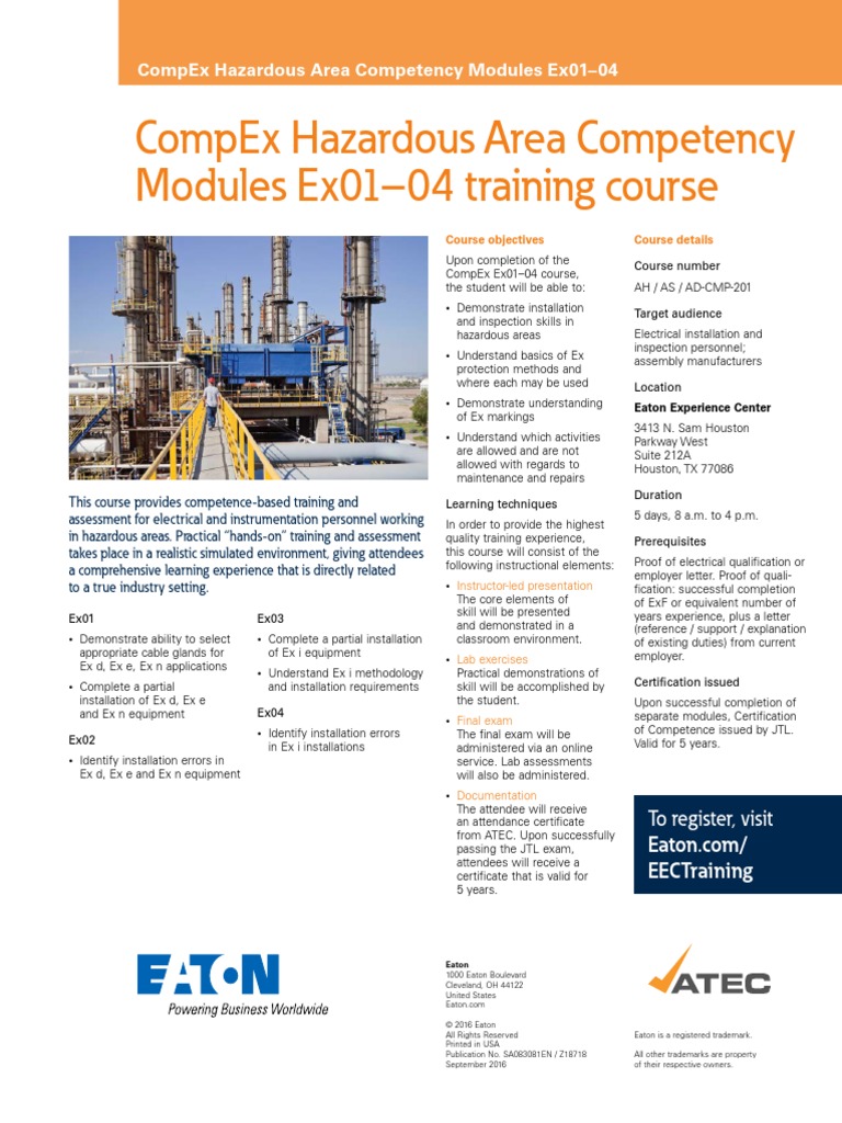 CompEx Hazardous Area Competency Modules Ex 01-04 Training Course PDF | PDF  | Behavior Modification | Learning