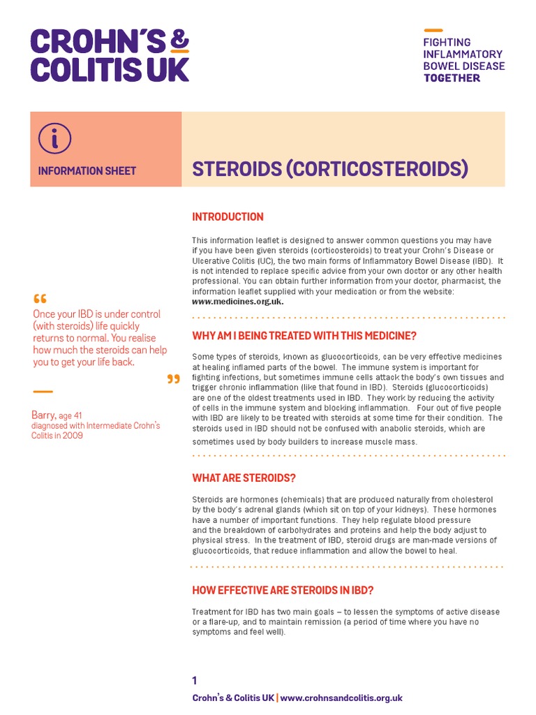 Steroids (Corticosteroids) : Information Sheet | PDF | Inflammatory ...