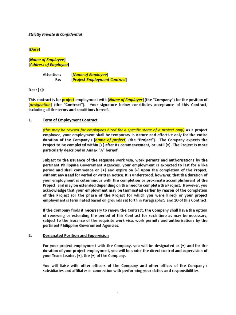 TemplateProjectEmploymentContract Expat 11-2-16 Final | PDF ...