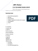 Format and Layout of Summer Training Reports