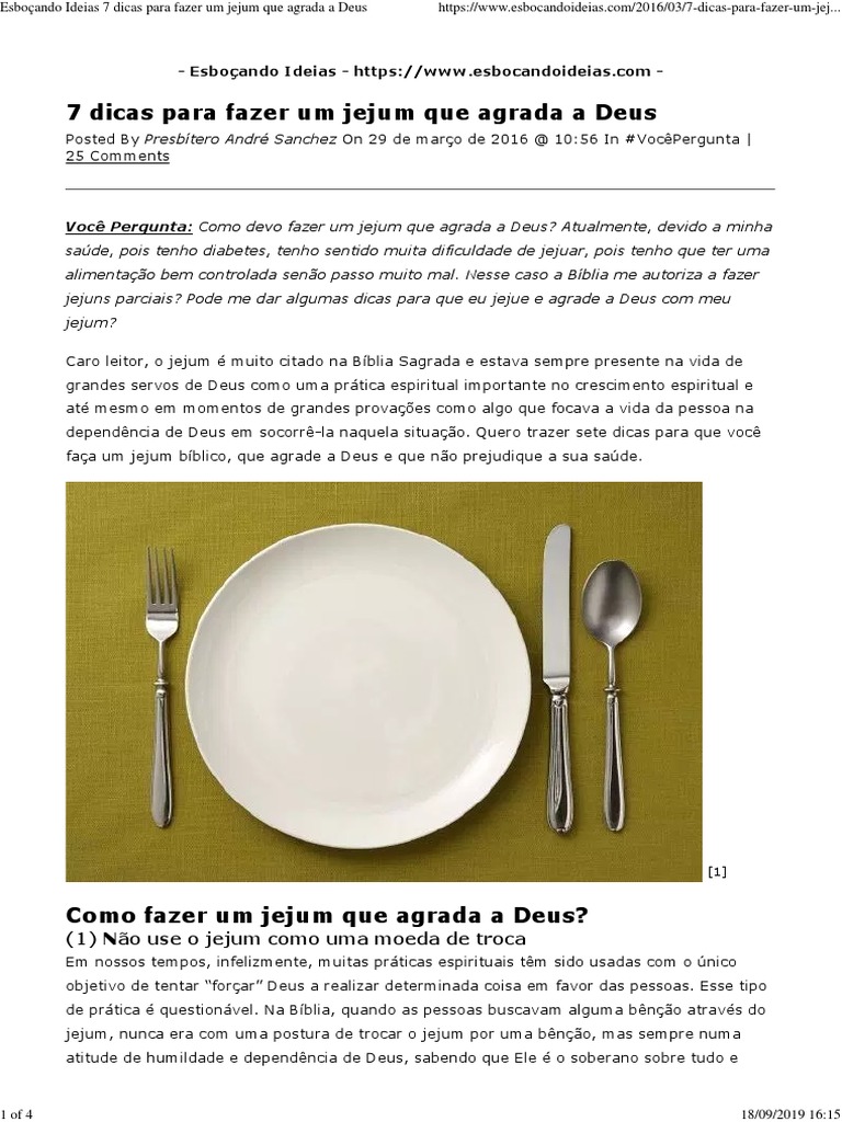Esboçando Ideias 7 Dicas para Fazer Um Jejum Que Agrada A Deus PDF ...
