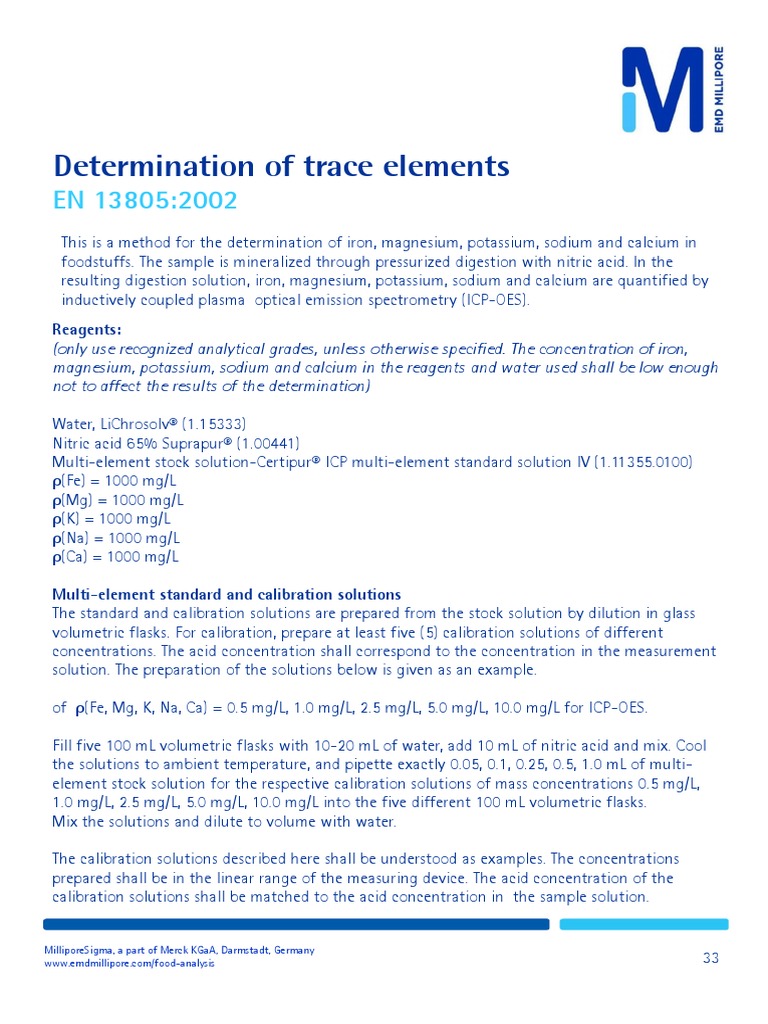 Determination of Trace Elements: Reagents | PDF | Magnesium | Potassium