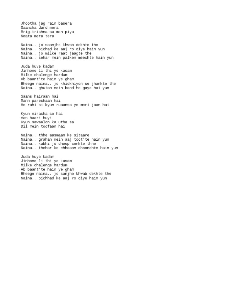 Naina Dangal Song Lyrics pdf